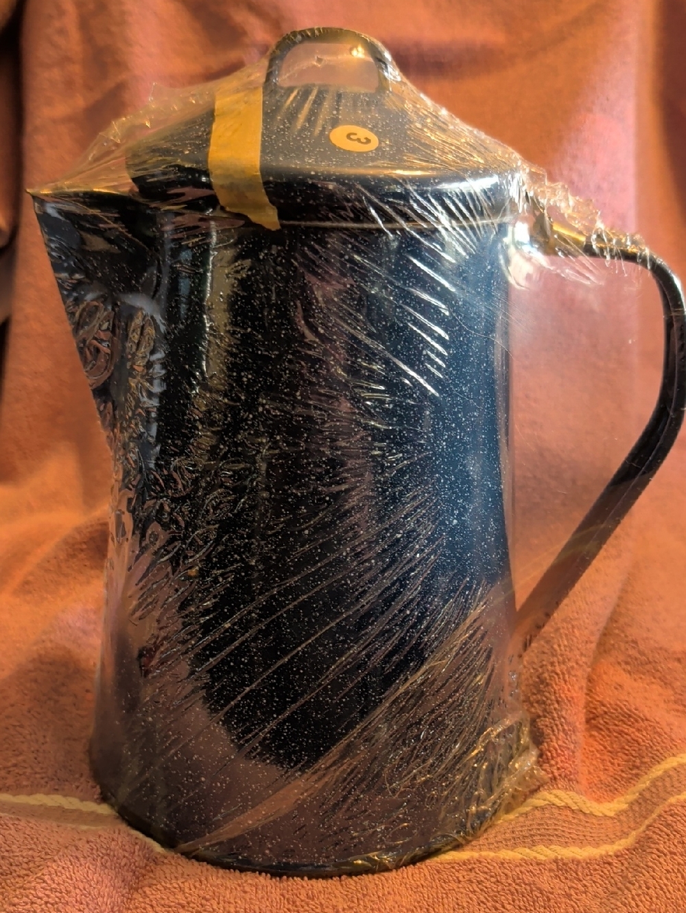 Speckled Black Enamel Coffee Pot with Lid